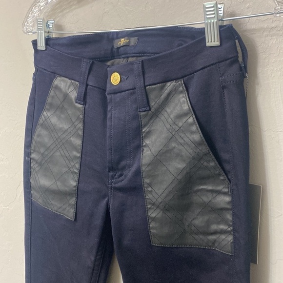 7 for all mankind quilted leather Accent skinny jeans black size 27. NWT. - Picture 4 of 13